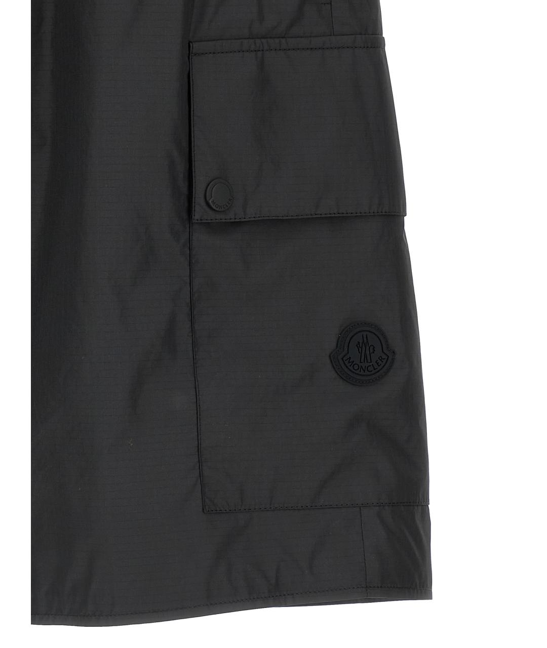 MONCLER Черные полиэстеровые шорты, фото 5