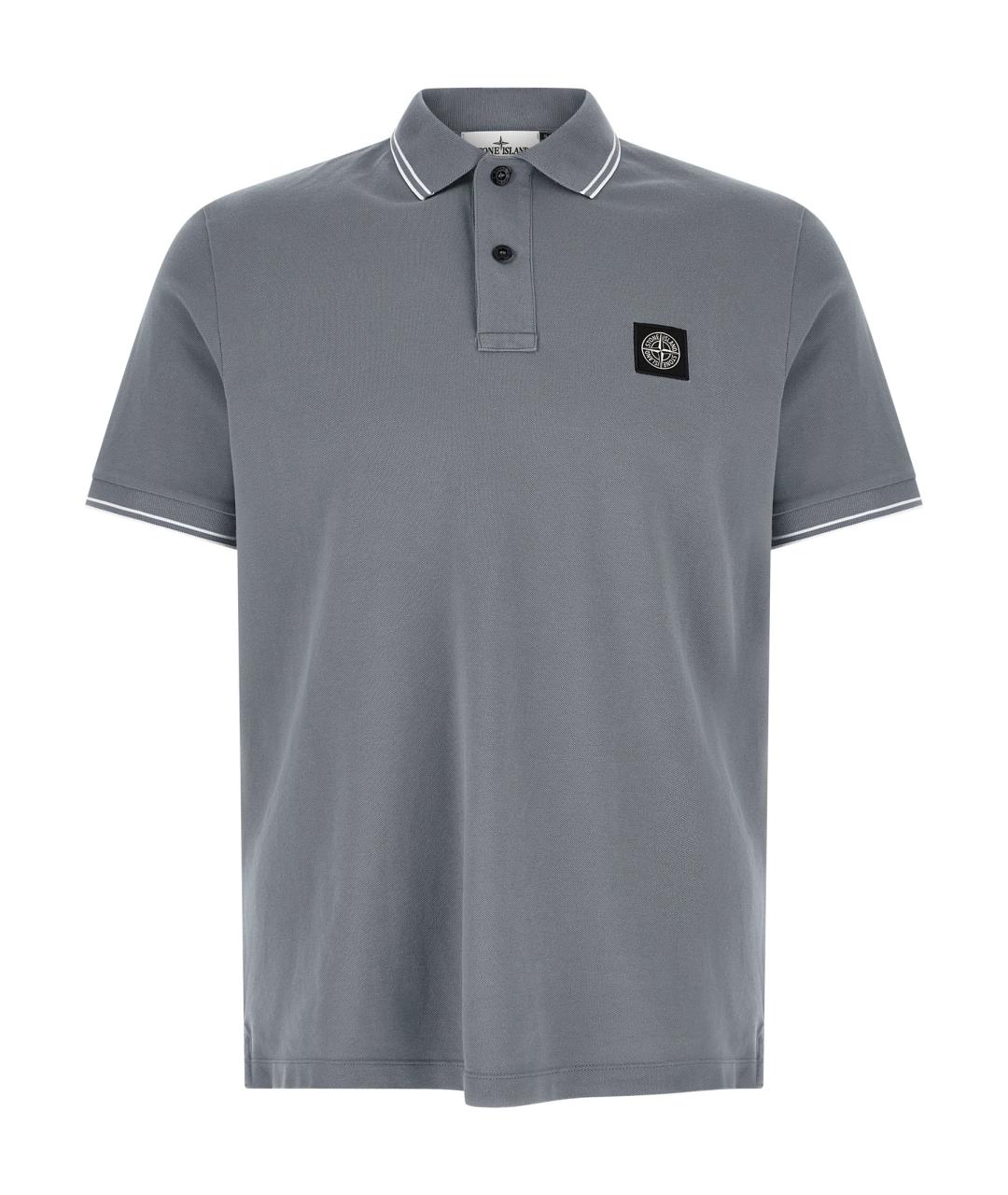 STONE ISLAND Голубое хлопковое поло с коротким рукавом, фото 1