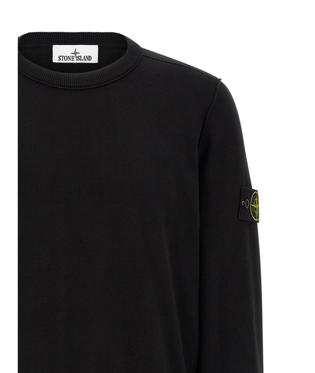 STONE ISLAND Черный хлопковый джемпер / свитер, фото 3