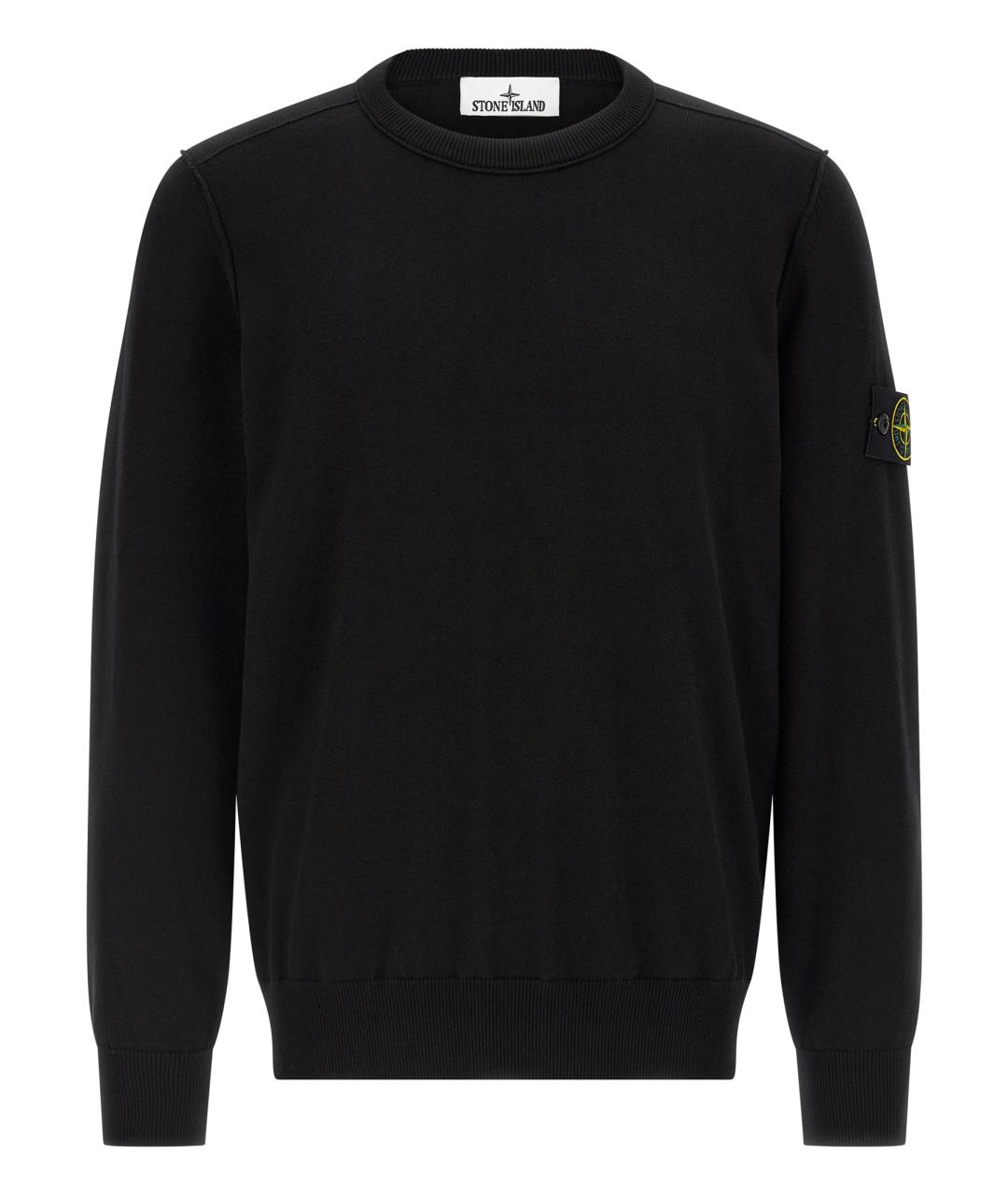 STONE ISLAND Черный хлопковый джемпер / свитер, фото 1