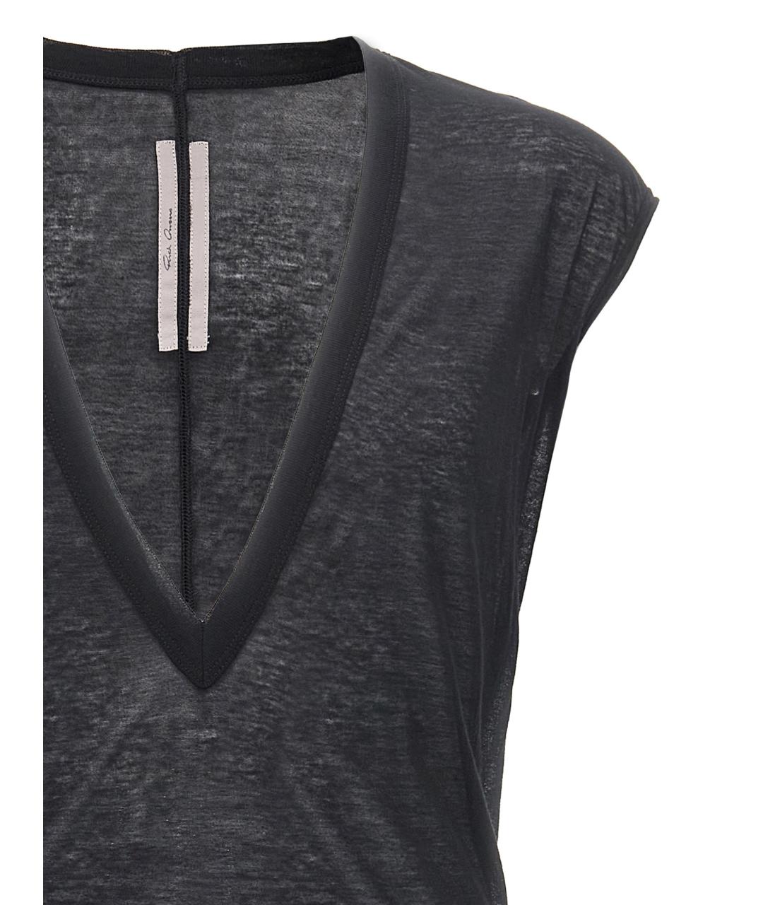 RICK OWENS Черная хлопковая футболка, фото 3