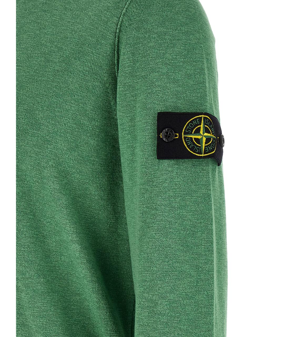 STONE ISLAND Зеленый хлопковый джемпер / свитер, фото 5