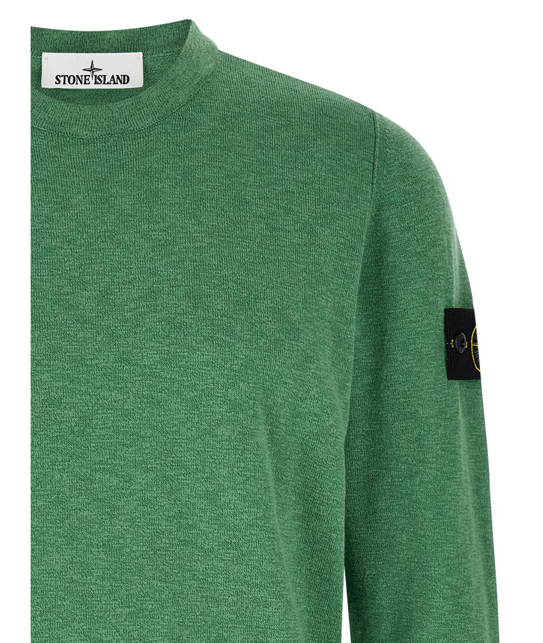 STONE ISLAND Зеленый хлопковый джемпер / свитер, фото 3