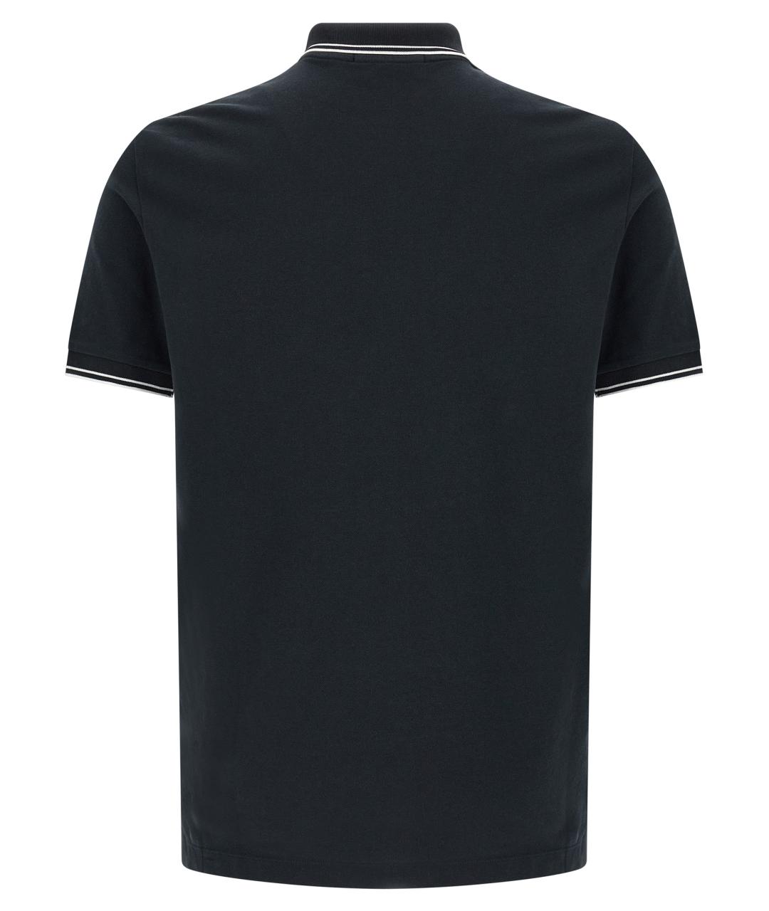 STONE ISLAND Темно-синее хлопковое поло с коротким рукавом, фото 2