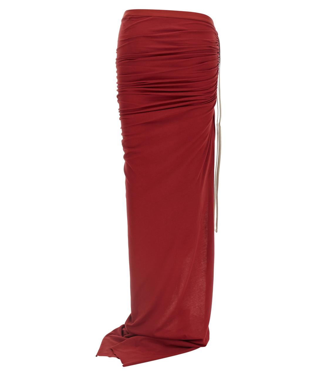 RICK OWENS Красная хлопковая юбка макси, фото 2