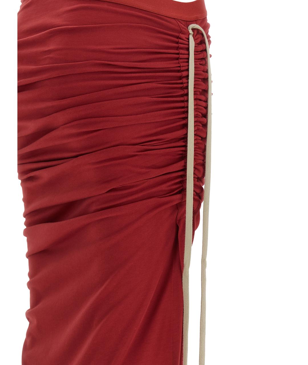RICK OWENS Красная хлопковая юбка макси, фото 4