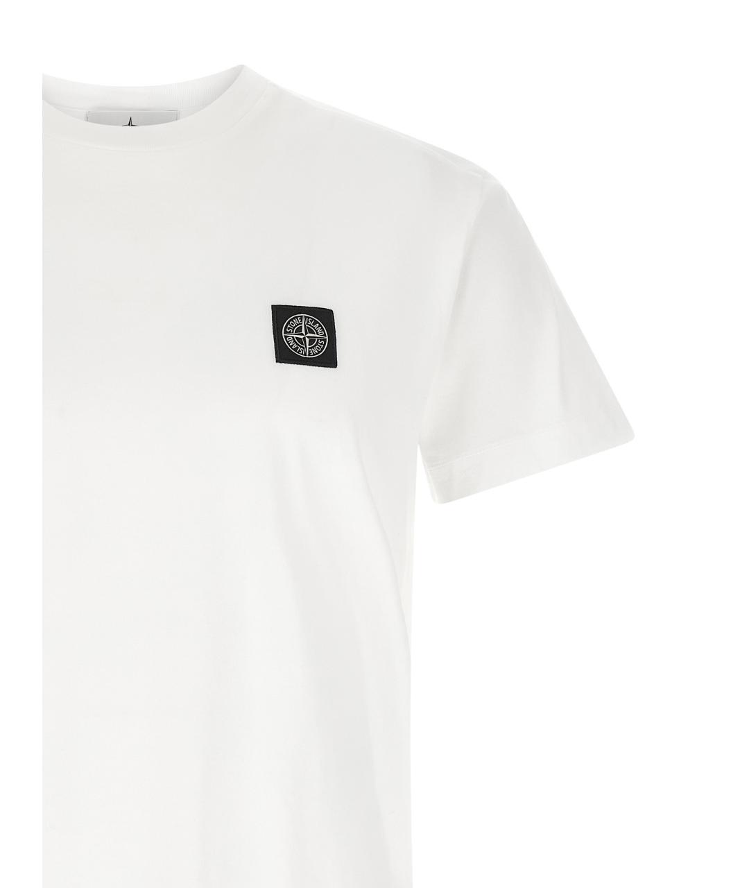 STONE ISLAND Белая хлопковая футболка, фото 3