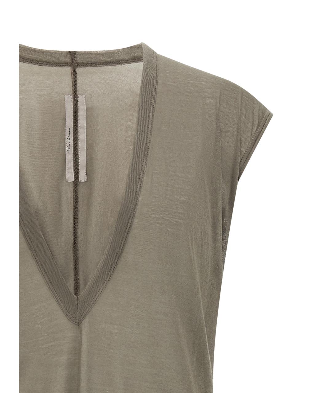 RICK OWENS Серая хлопковая футболка, фото 3