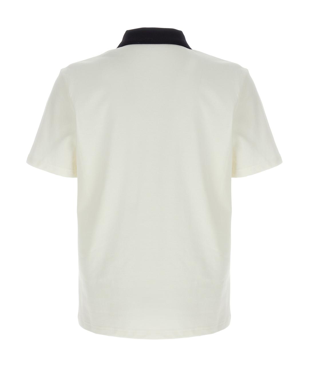 MONCLER Белое хлопковое поло с коротким рукавом, фото 2