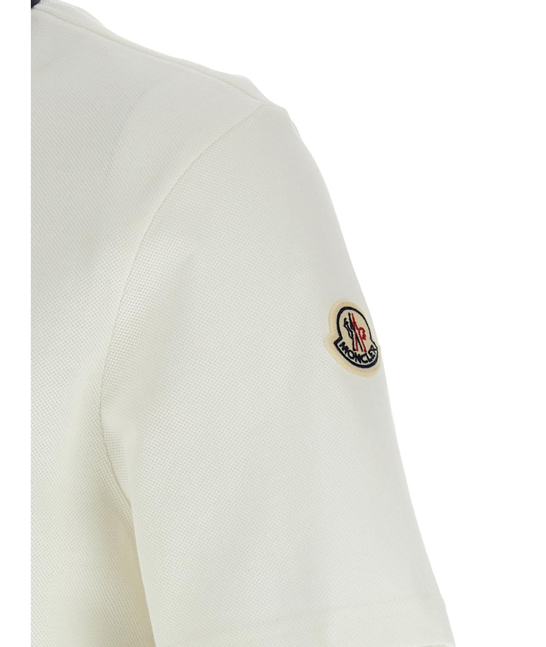MONCLER Белое хлопковое поло с коротким рукавом, фото 4
