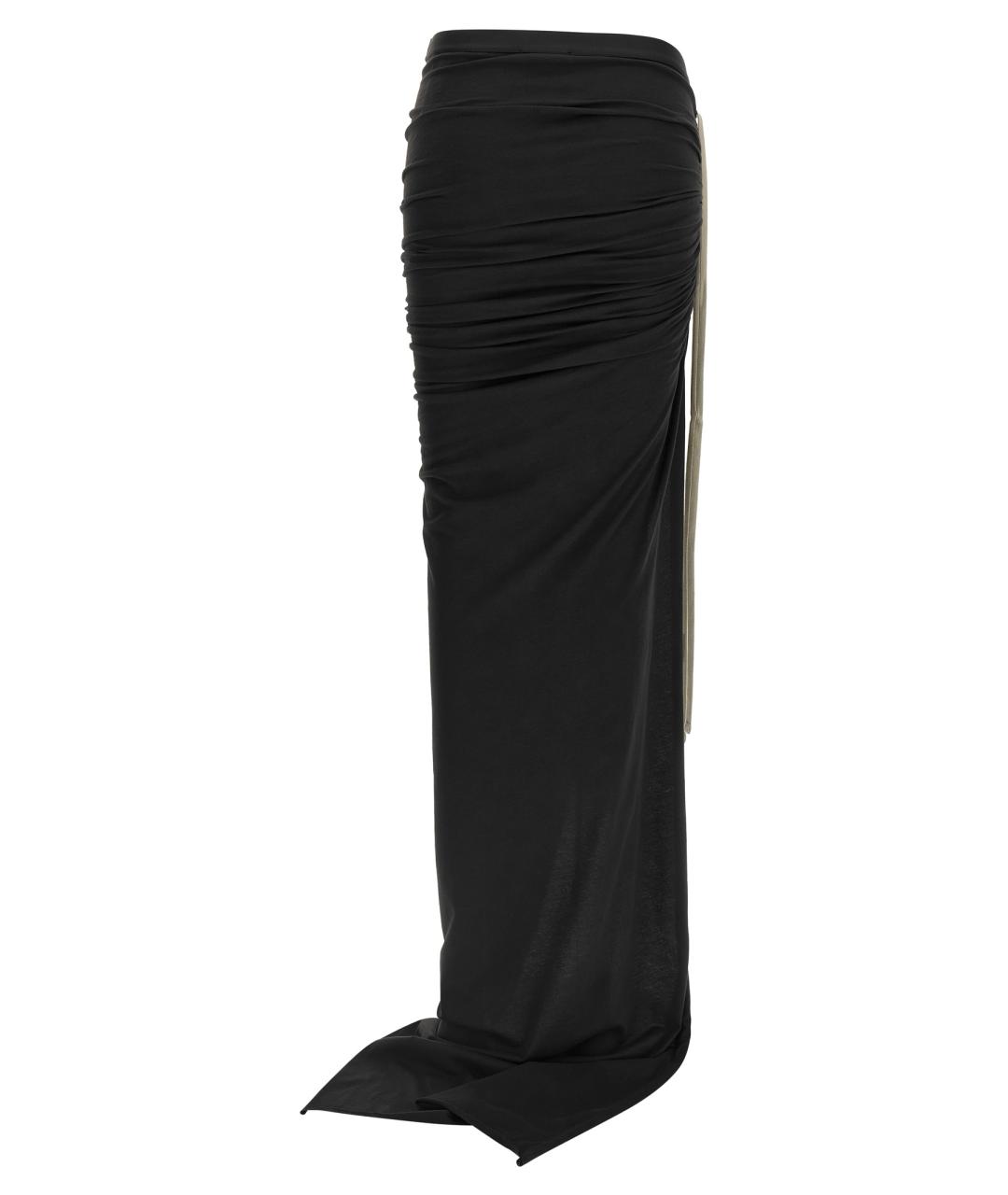 RICK OWENS Черная хлопковая юбка макси, фото 2