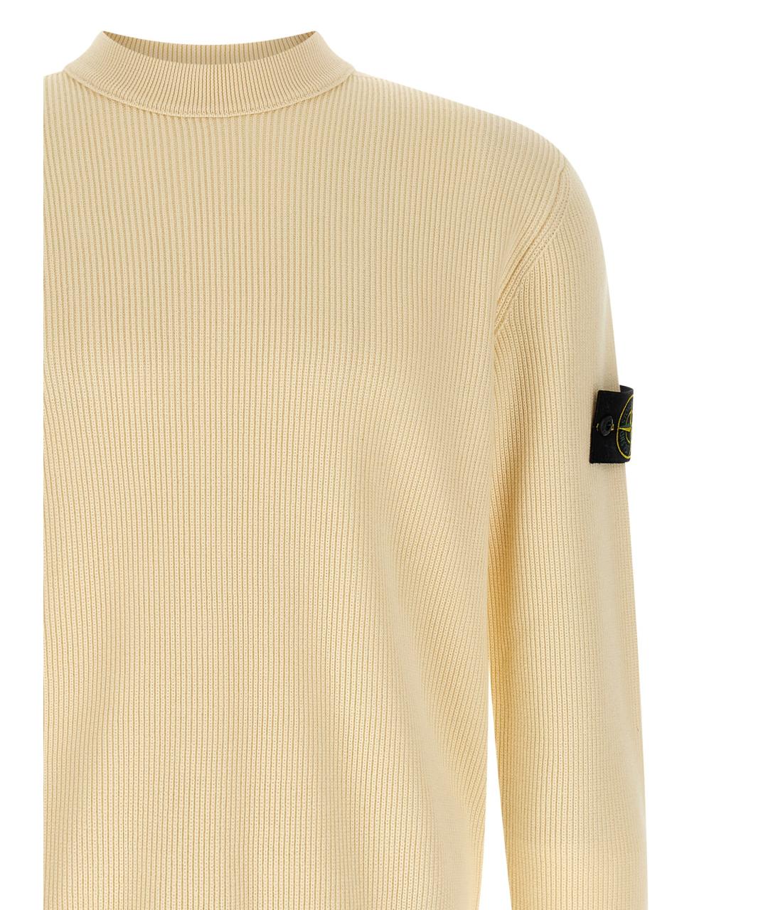 STONE ISLAND Бежевый хлопковый джемпер / свитер, фото 3