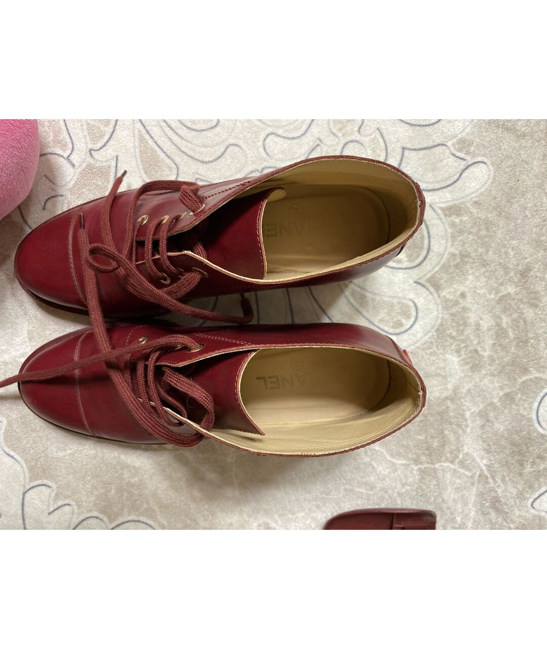 CHANEL PRE-OWNED Бордовые кожаные ботинки, фото 3