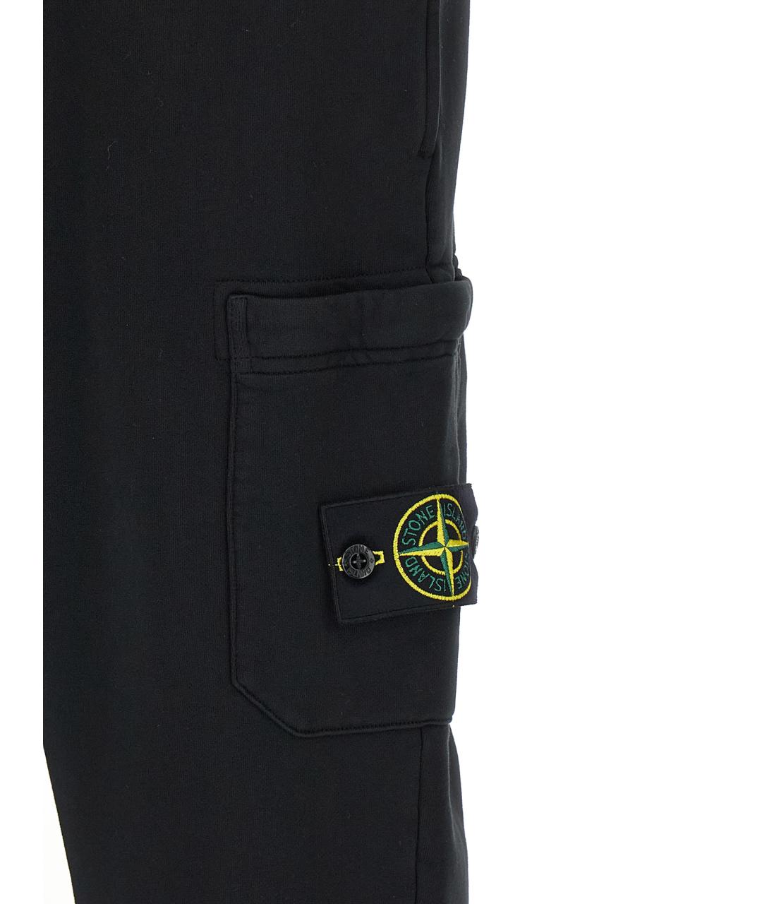 STONE ISLAND Черные хлопковые повседневные брюки, фото 5