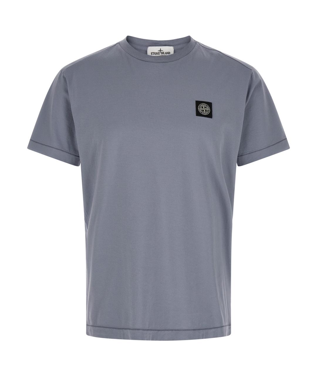STONE ISLAND Голубая хлопковая футболка, фото 1