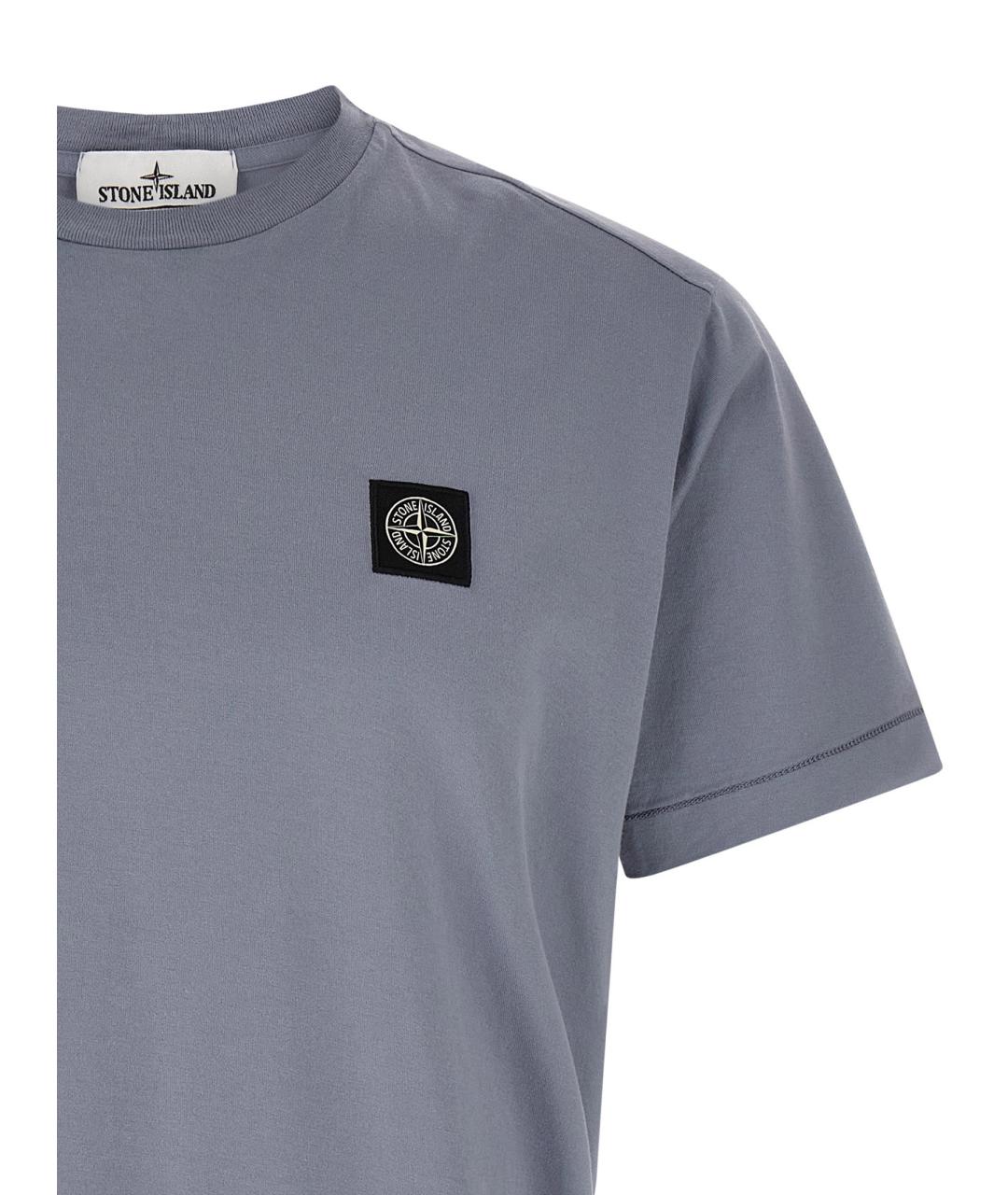 STONE ISLAND Голубая хлопковая футболка, фото 3
