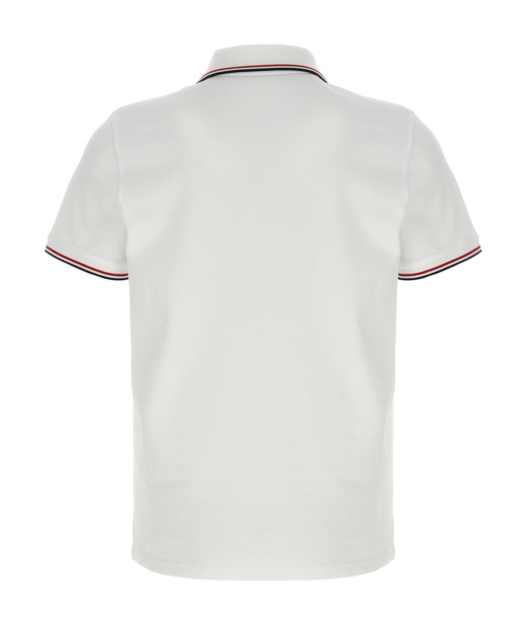 MONCLER Белое хлопковое поло с коротким рукавом, фото 2