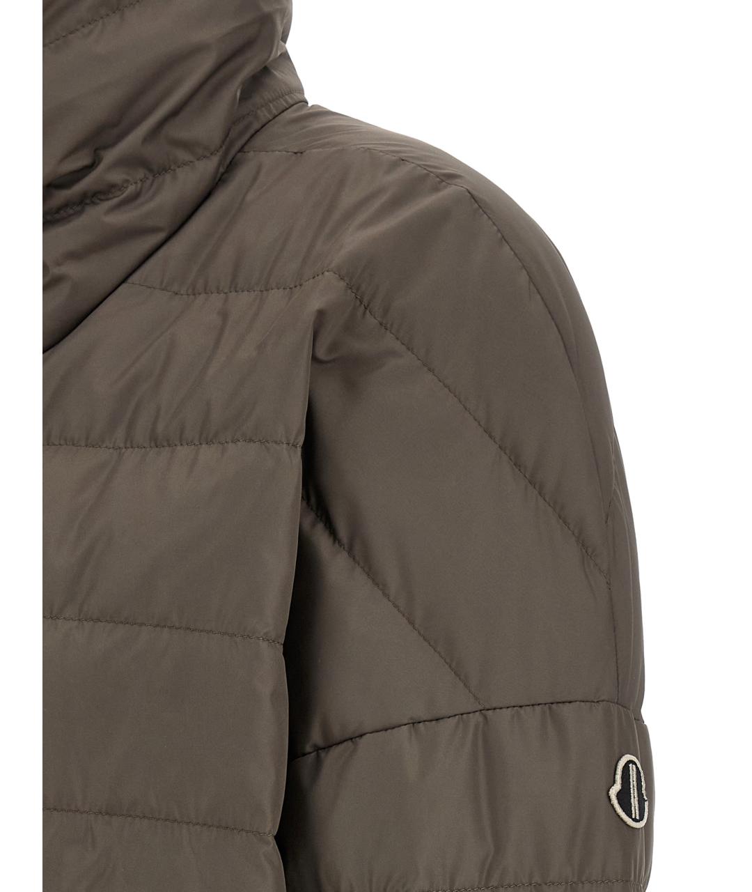 MONCLER Серый полиэстеровый пуховик, фото 4