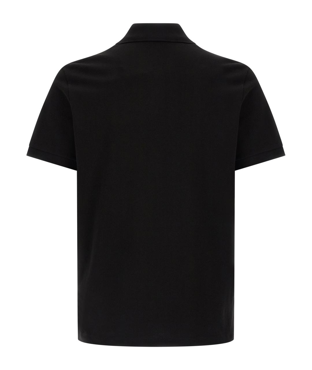 MONCLER Черное хлопковое поло с коротким рукавом, фото 2
