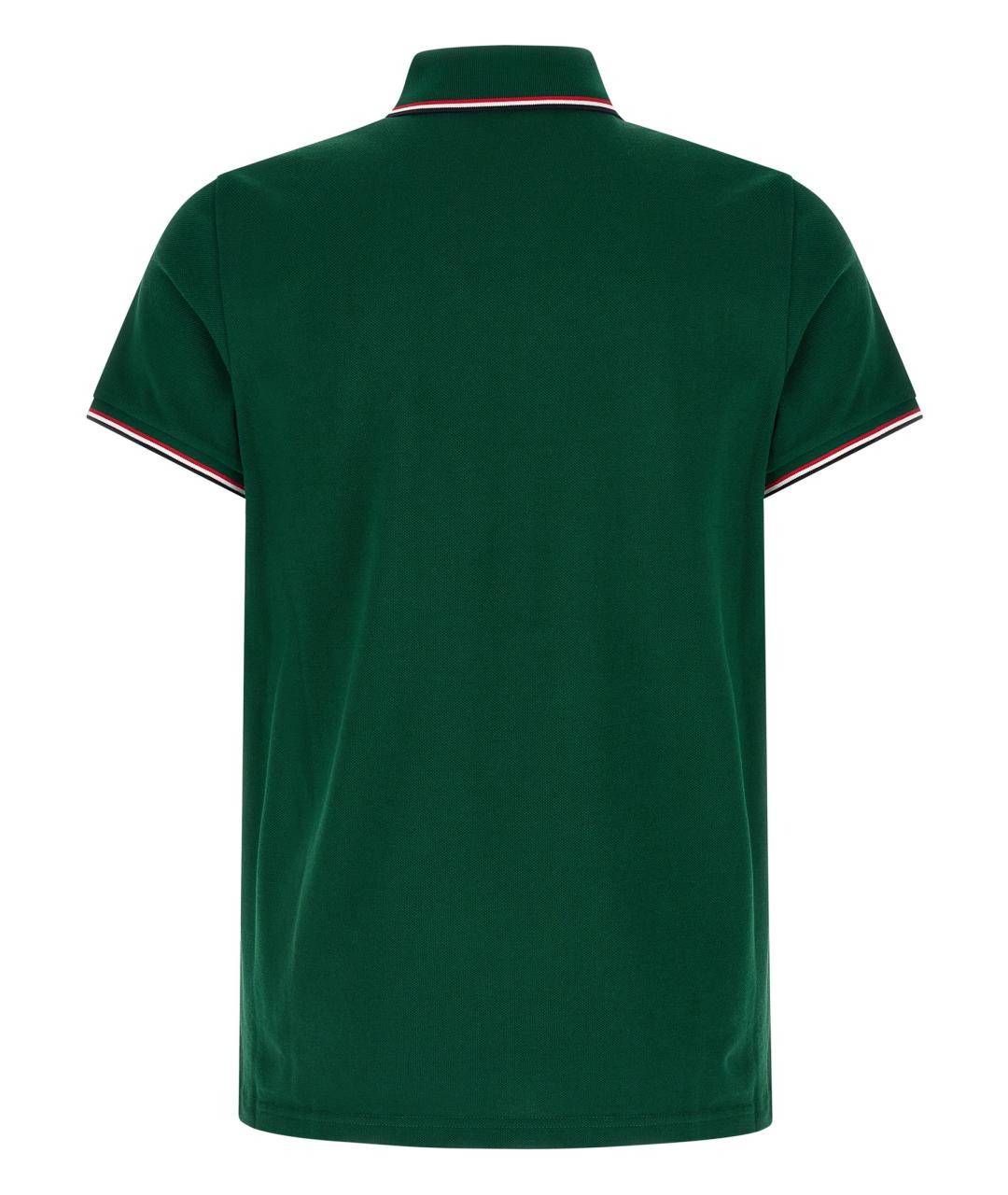 MONCLER Зеленые хлопковое поло с коротким рукавом, фото 2