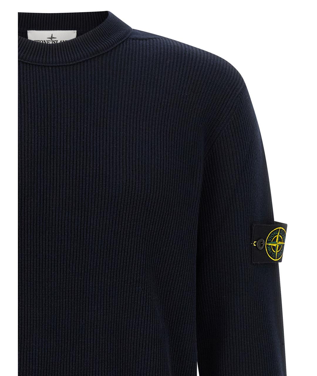 STONE ISLAND Темно-синий хлопковый джемпер / свитер, фото 3