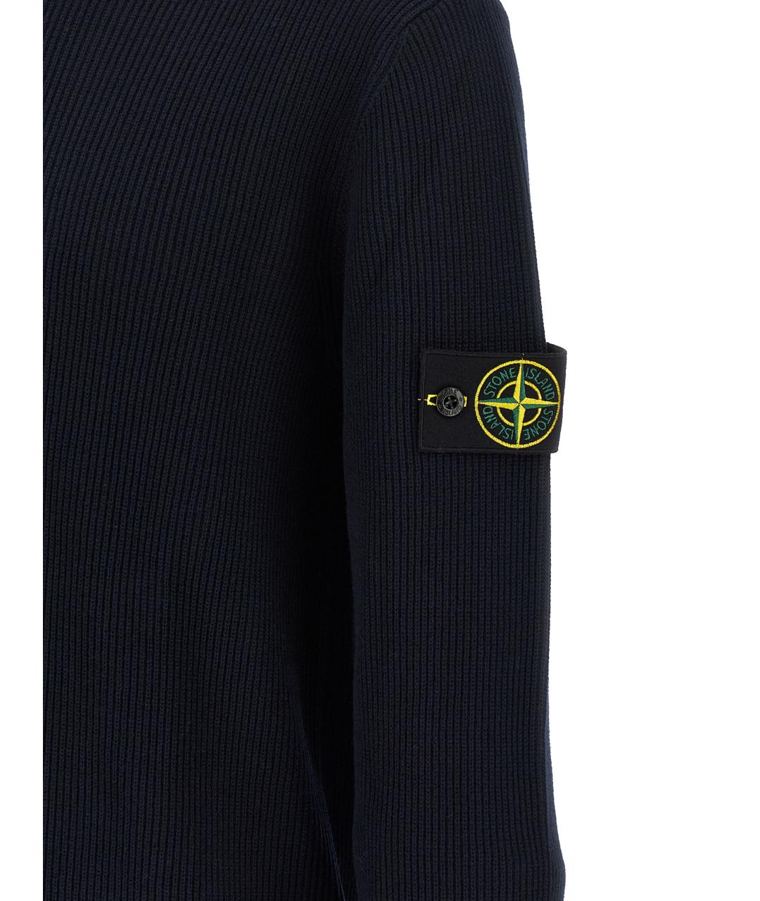 STONE ISLAND Темно-синий хлопковый джемпер / свитер, фото 4