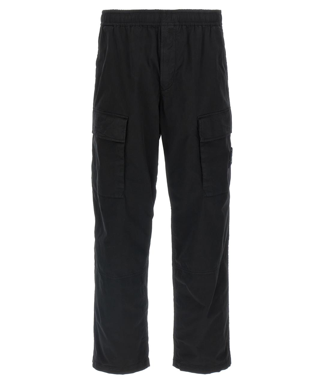 STONE ISLAND Черные хлопковые повседневные брюки, фото 1