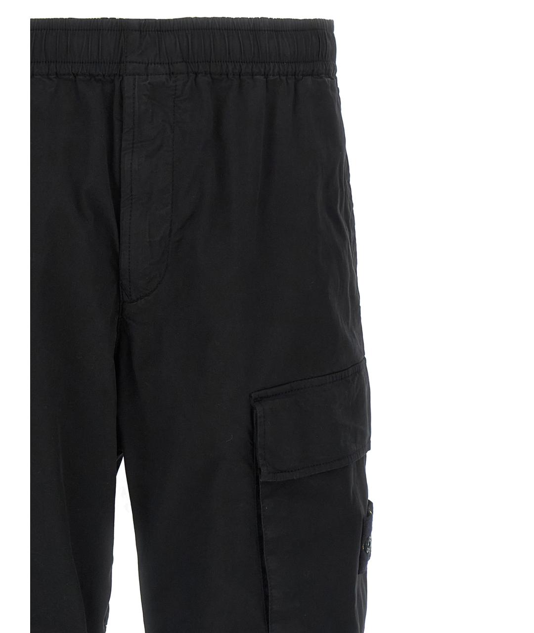 STONE ISLAND Черные хлопковые повседневные брюки, фото 3