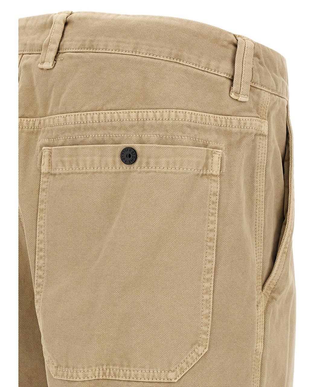 STONE ISLAND Бежевые хлопковые повседневные брюки, фото 4