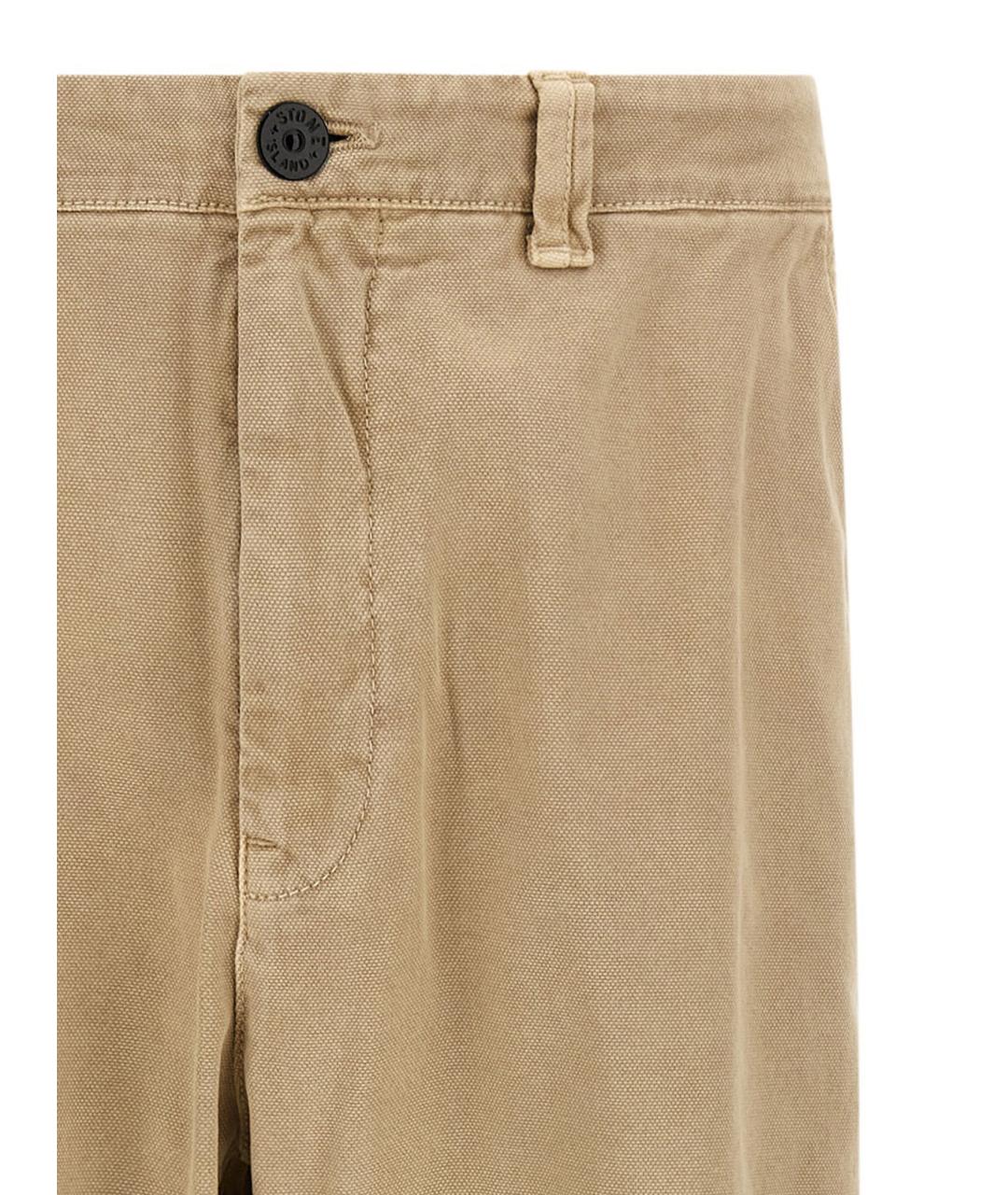 STONE ISLAND Бежевые хлопковые повседневные брюки, фото 3