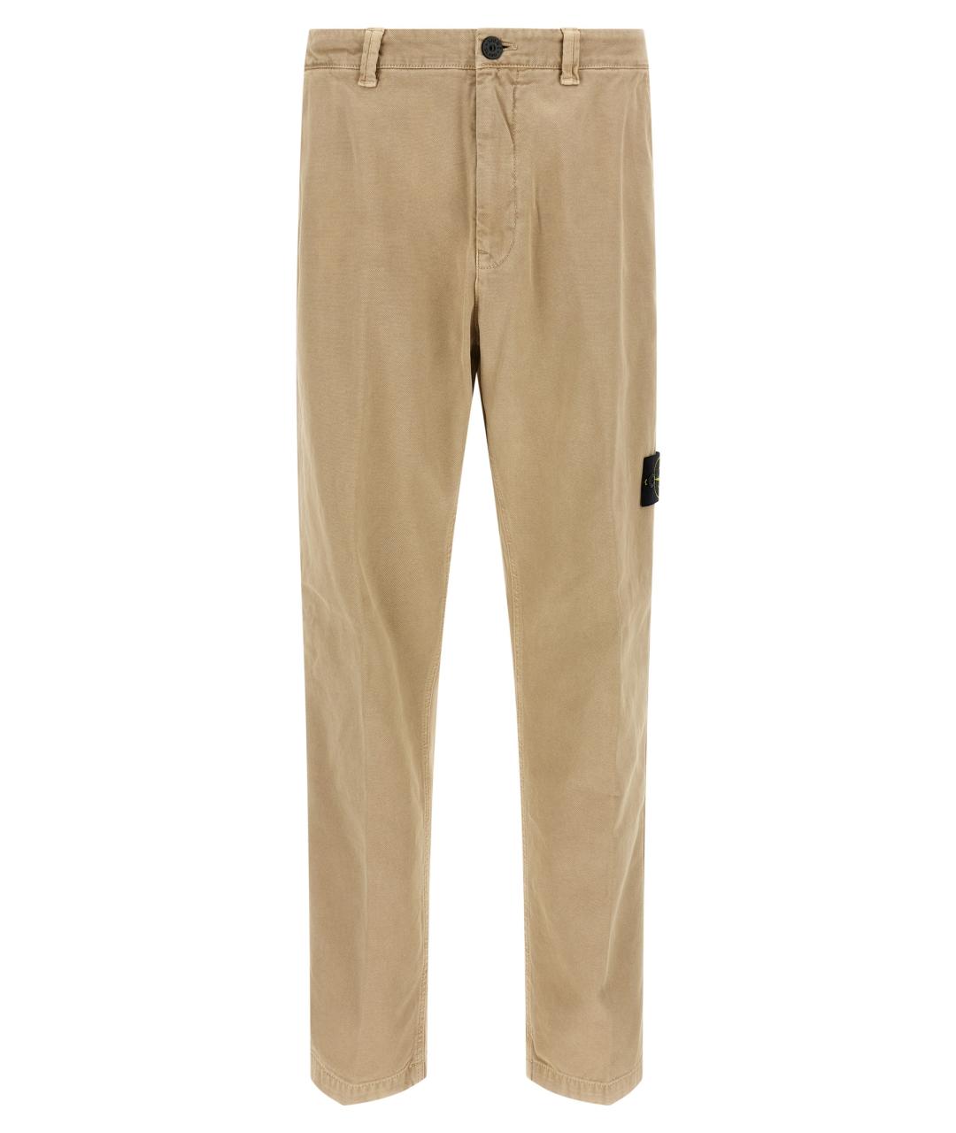 STONE ISLAND Бежевые хлопковые повседневные брюки, фото 1