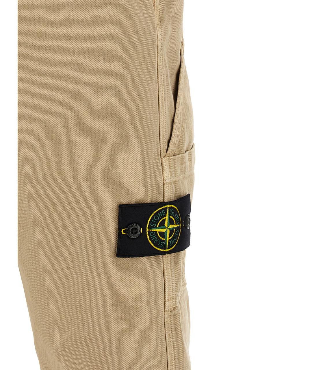 STONE ISLAND Бежевые хлопковые повседневные брюки, фото 5