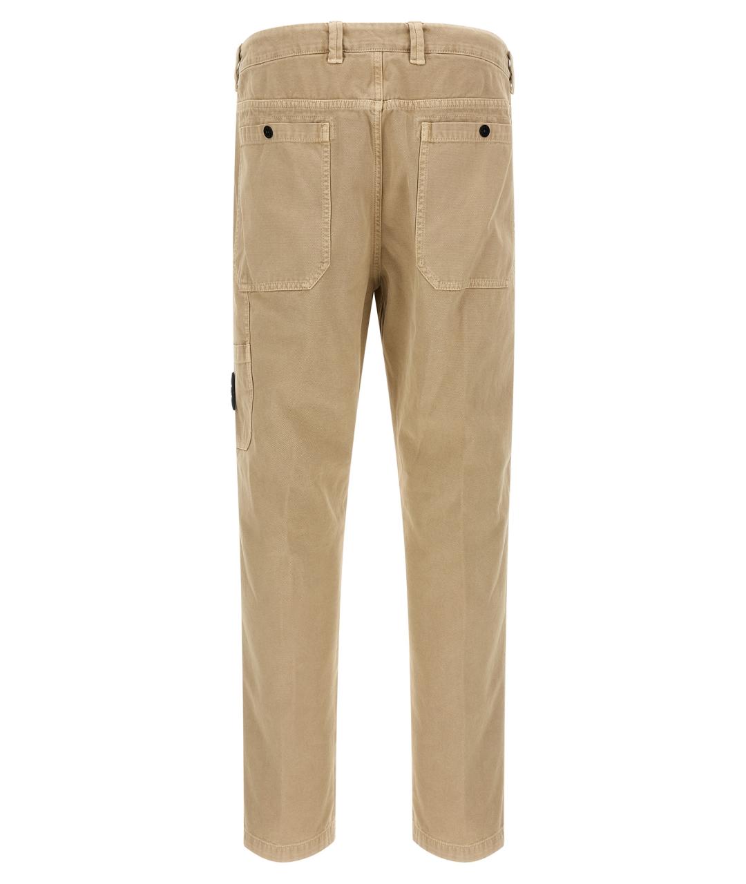 STONE ISLAND Бежевые хлопковые повседневные брюки, фото 2