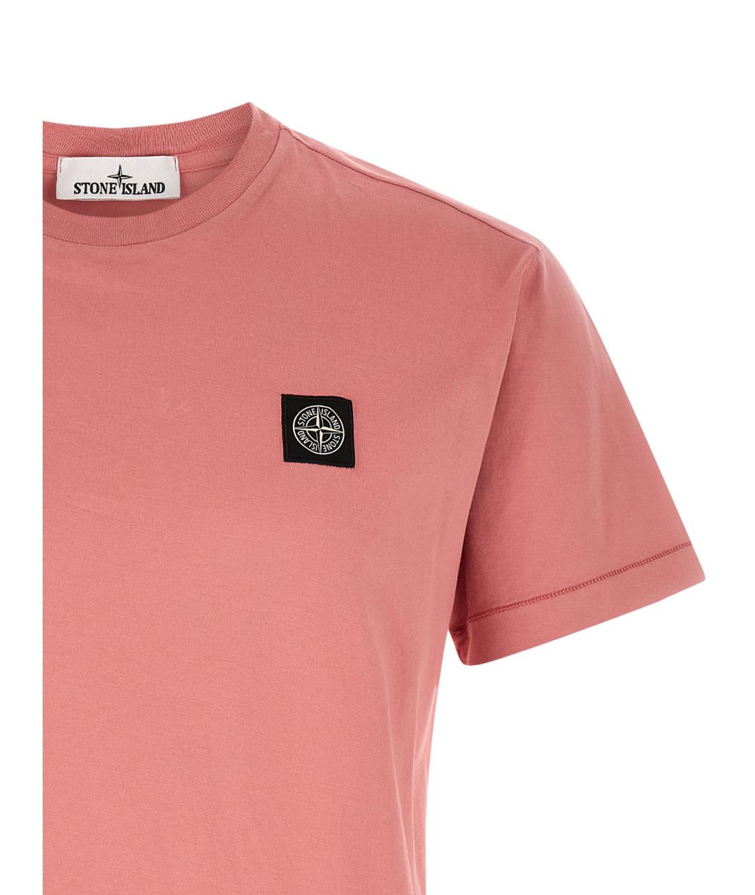 STONE ISLAND Розовая хлопковая футболка, фото 3