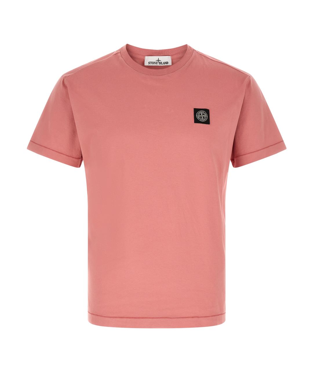 STONE ISLAND Розовая хлопковая футболка, фото 1