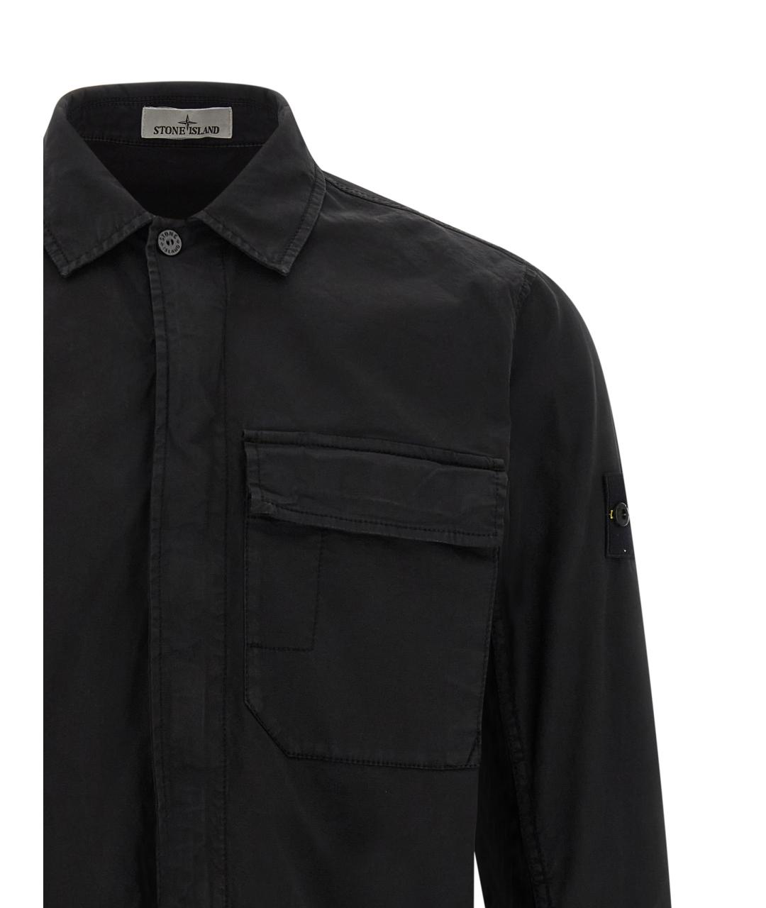 STONE ISLAND Черная хлопковая кэжуал рубашка, фото 3
