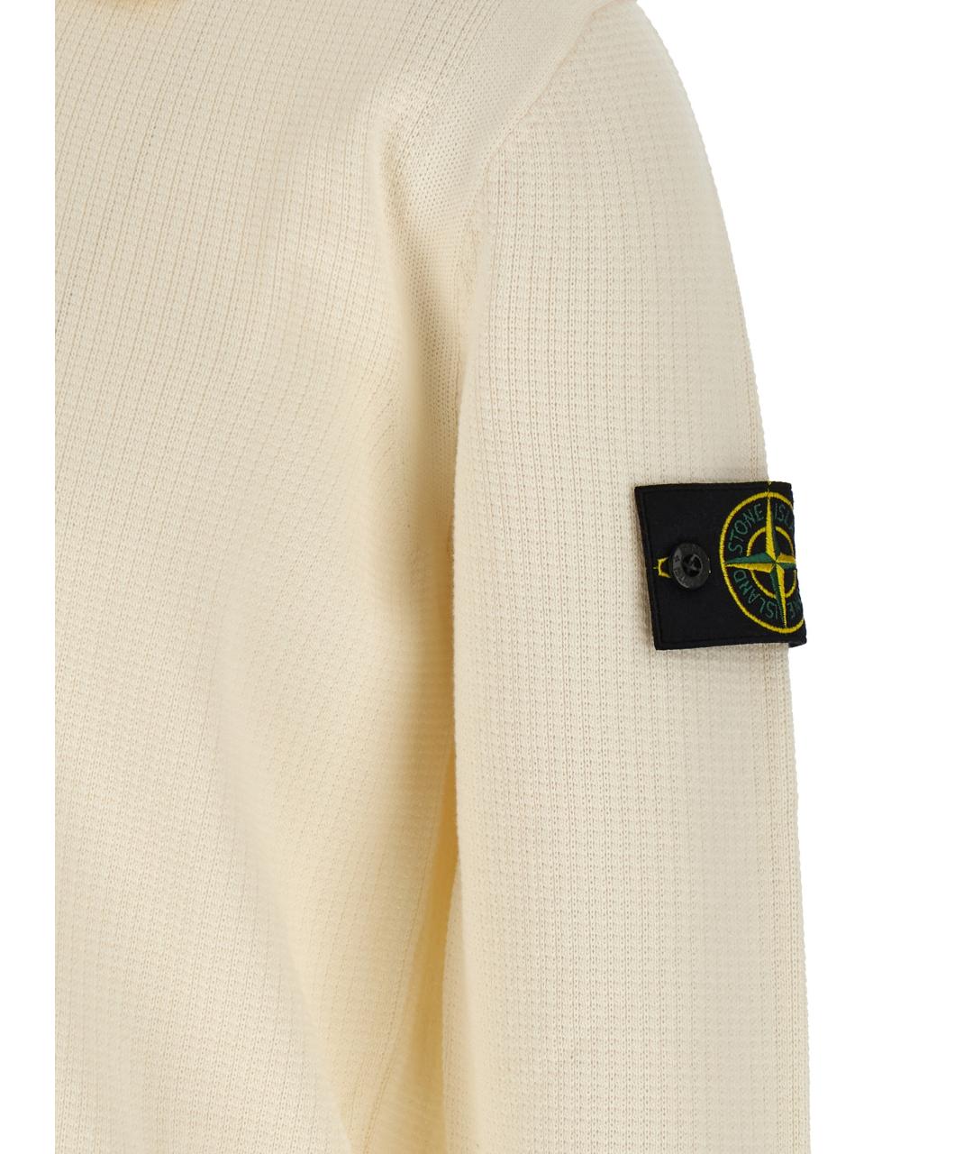 STONE ISLAND Бежевое хлопковое поло с длинным рукавом, фото 4