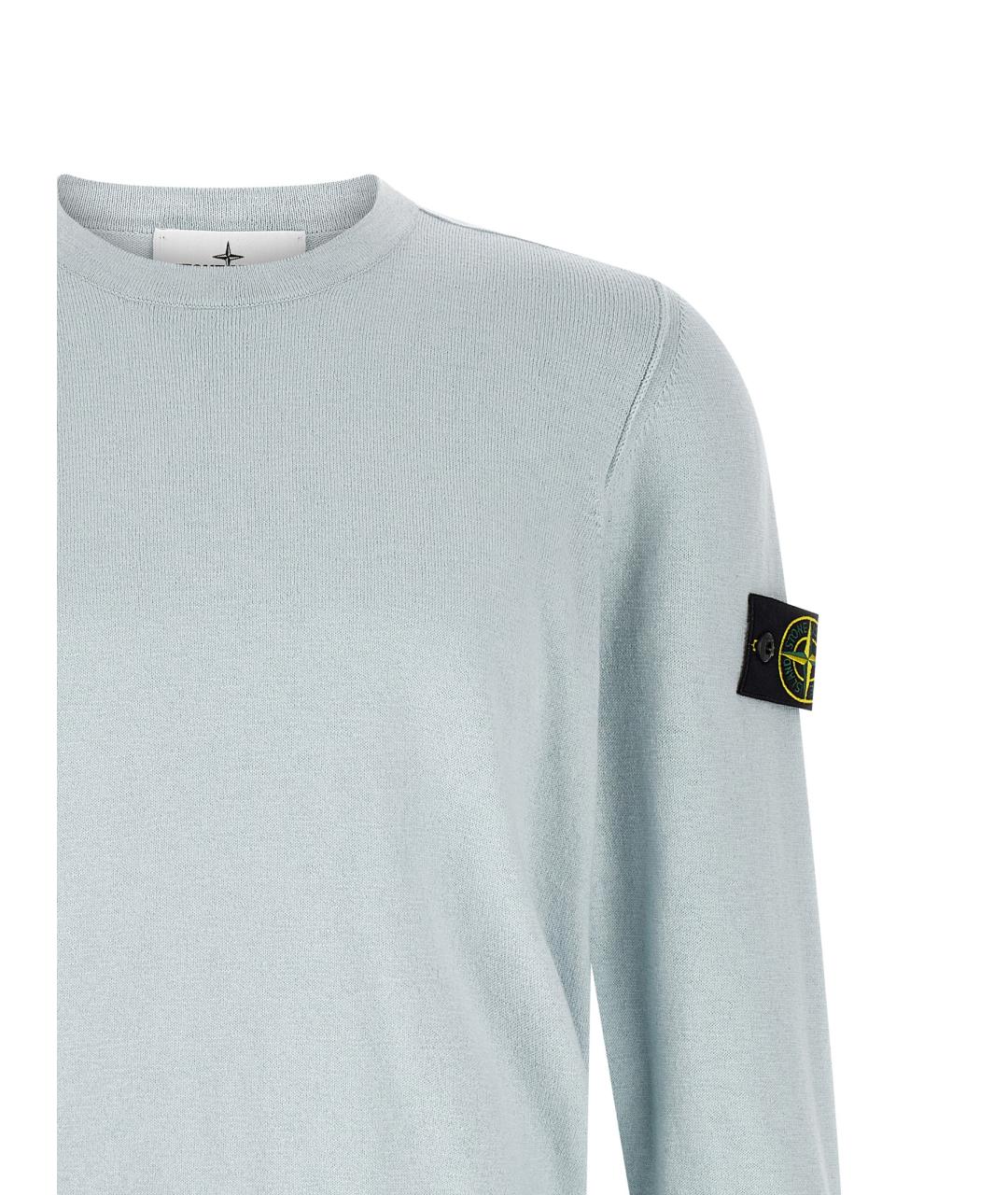 STONE ISLAND Голубой хлопковый джемпер / свитер, фото 3