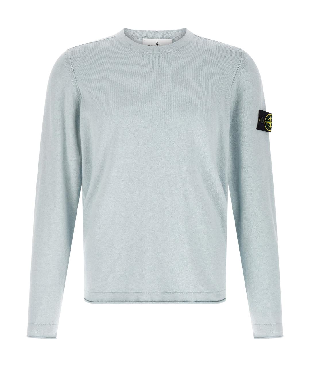 STONE ISLAND Голубой хлопковый джемпер / свитер, фото 1