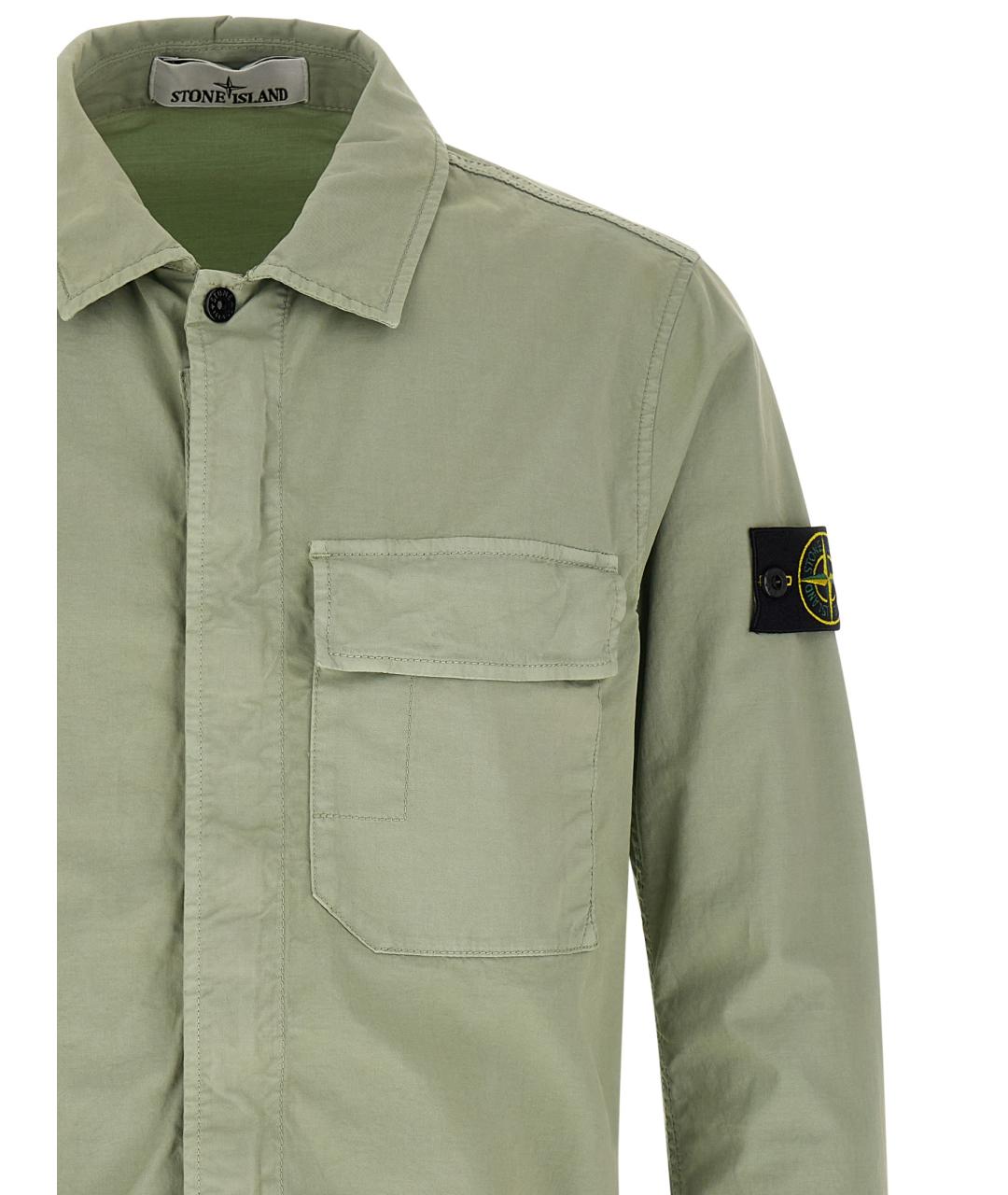 STONE ISLAND Зеленая хлопковая кэжуал рубашка, фото 3