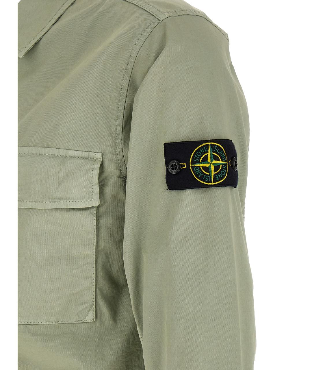 STONE ISLAND Зеленая хлопковая кэжуал рубашка, фото 5