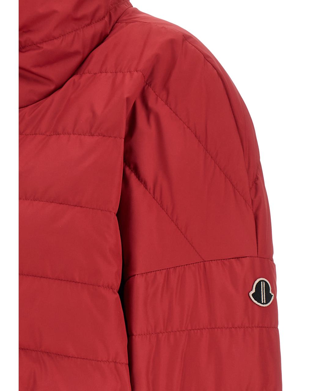MONCLER Красный полиэстеровый пуховик, фото 4