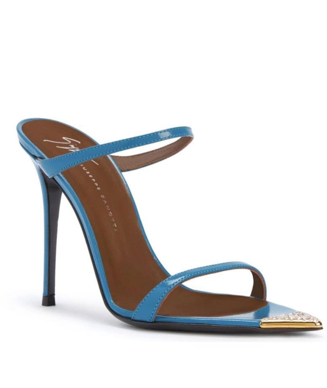 GIUSEPPE ZANOTTI DESIGN Голубые кожаные босоножки, фото 2