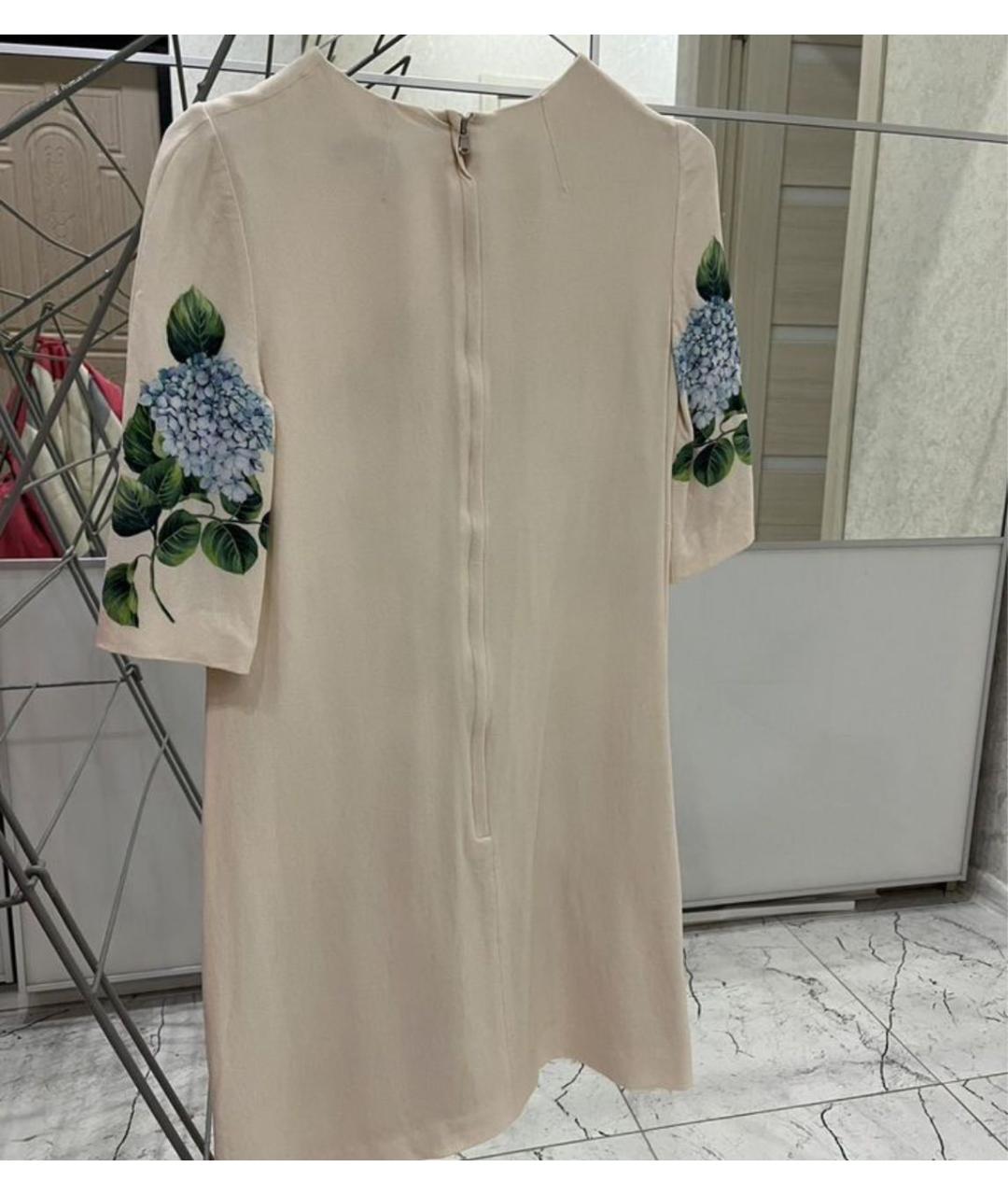 DOLCE&GABBANA Бежевое шелковое повседневное платье, фото 2