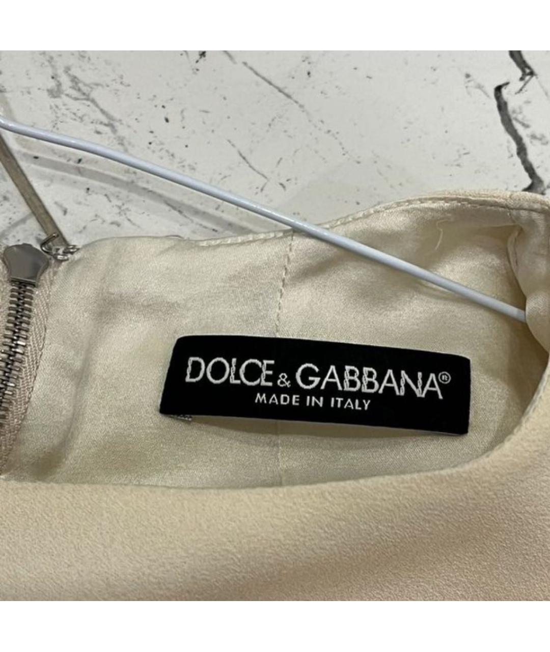DOLCE&GABBANA Бежевое шелковое повседневное платье, фото 4