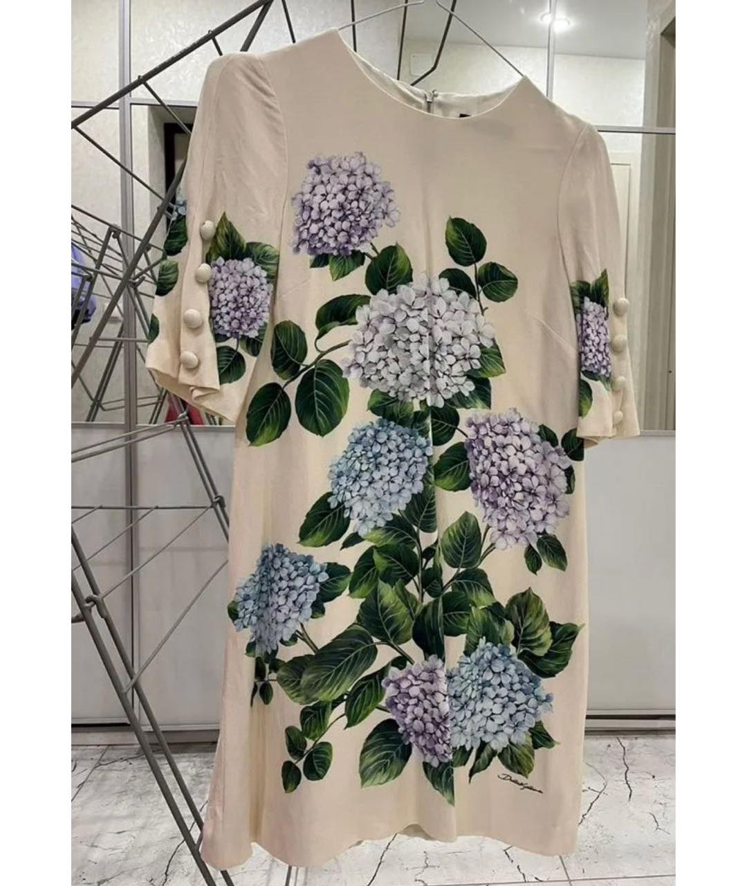 DOLCE&GABBANA Бежевое шелковое повседневное платье, фото 8