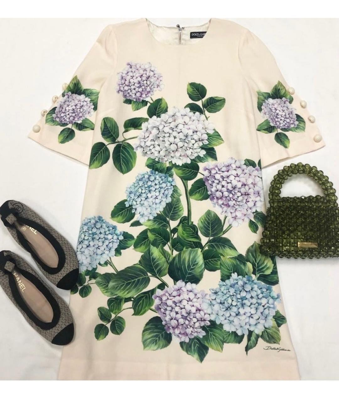 DOLCE&GABBANA Бежевое шелковое повседневное платье, фото 7