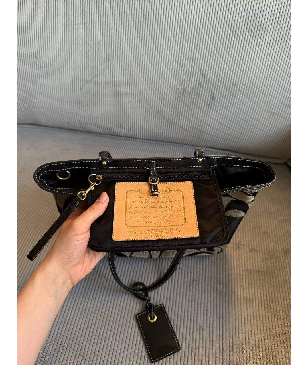 COACH Черная тканевая сумка тоут, фото 6