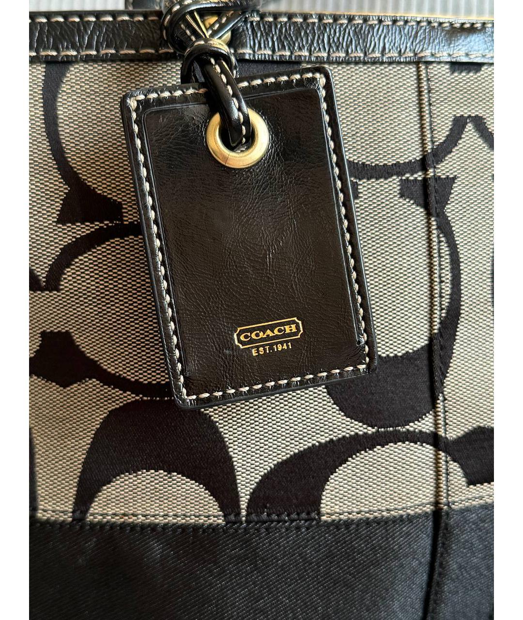COACH Черная тканевая сумка тоут, фото 4