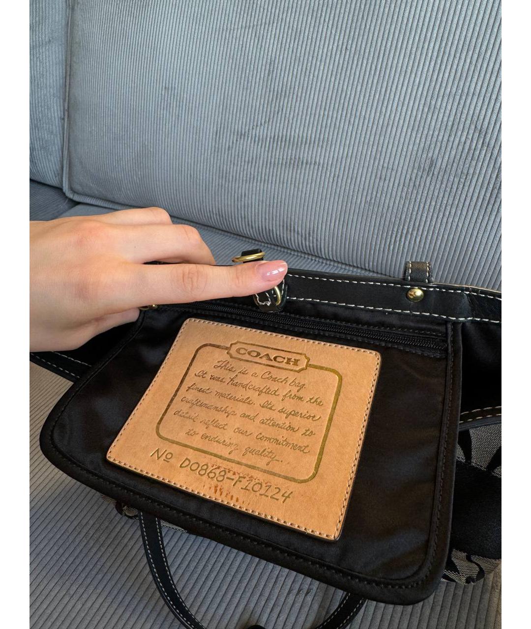 COACH Черная тканевая сумка тоут, фото 5